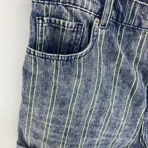 urban outfitters BDG Mom light stone wash green stripe jean shorts womens 32 - Picture 2 of 7